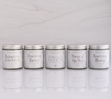 Cargar imagen en el visor de la galería, Five candles in the essential mini candle bundle set on a white background.  All candles are made by emerald hearth.